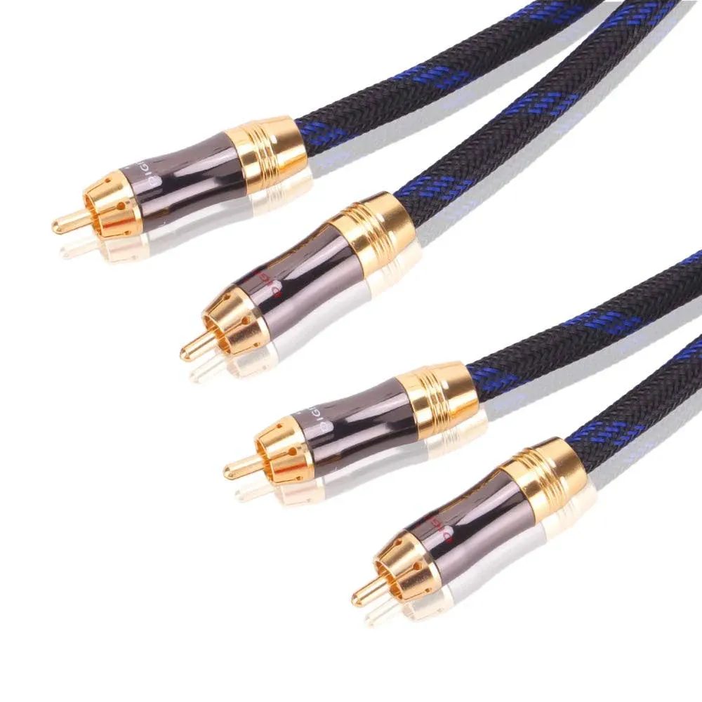 Dual 2RCA Male to 2RCA Male Stereo Audio Cable, Double-Shielded (OD 8.0mm), for Amplifiers, AV Receivers, Hi-Fi System (4 Feet)