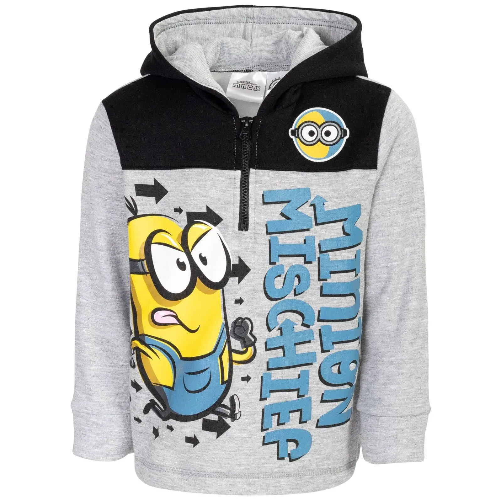 Despicable Me Minions Little Boys Fleece Half Zip Hoodie Gray 7-8