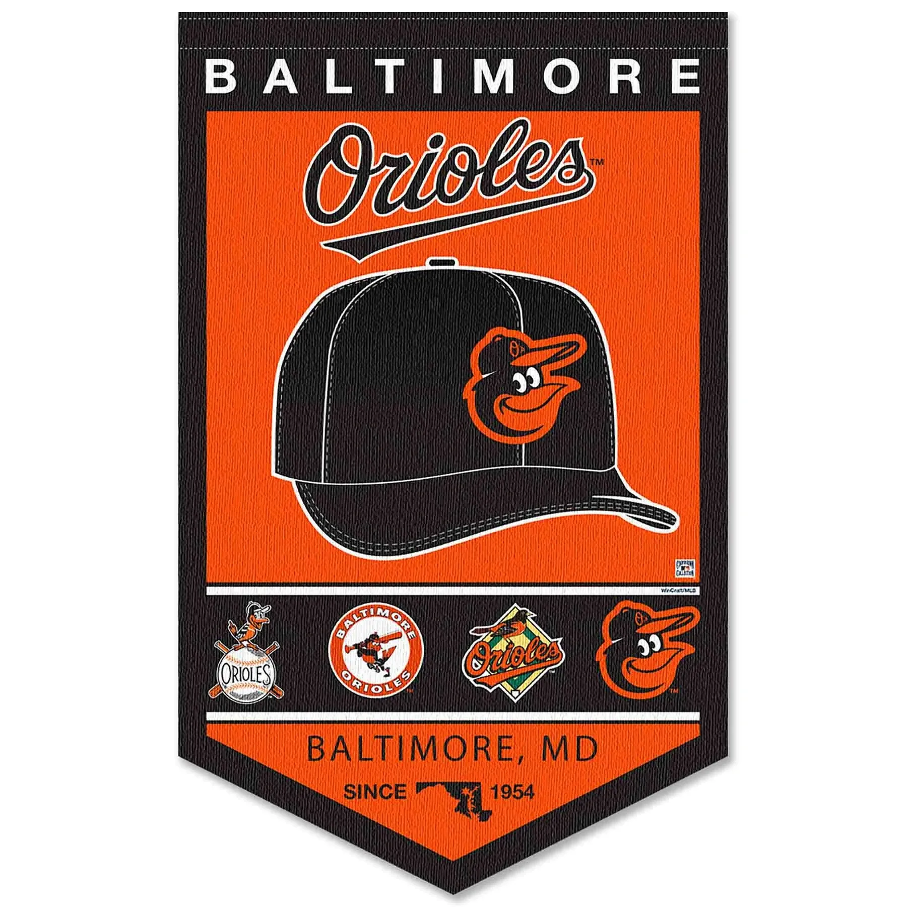 Sports Flags & Pennants Co. Baltimore Orioles History Heritage Logo Banner