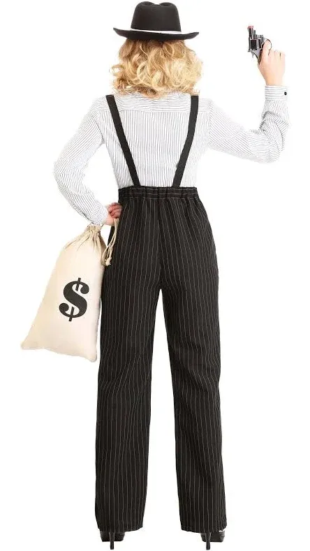 Adult Gangester Lady Costume Womens, Mobster Halloween Outfit, Black and White 1920's Speakeasy Costume, Roaring 20s Attire