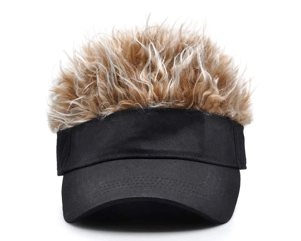 Novelty Visor Cap Adjustable Visor Hat with Spiked Wigs Fake Hair Visor for Adults