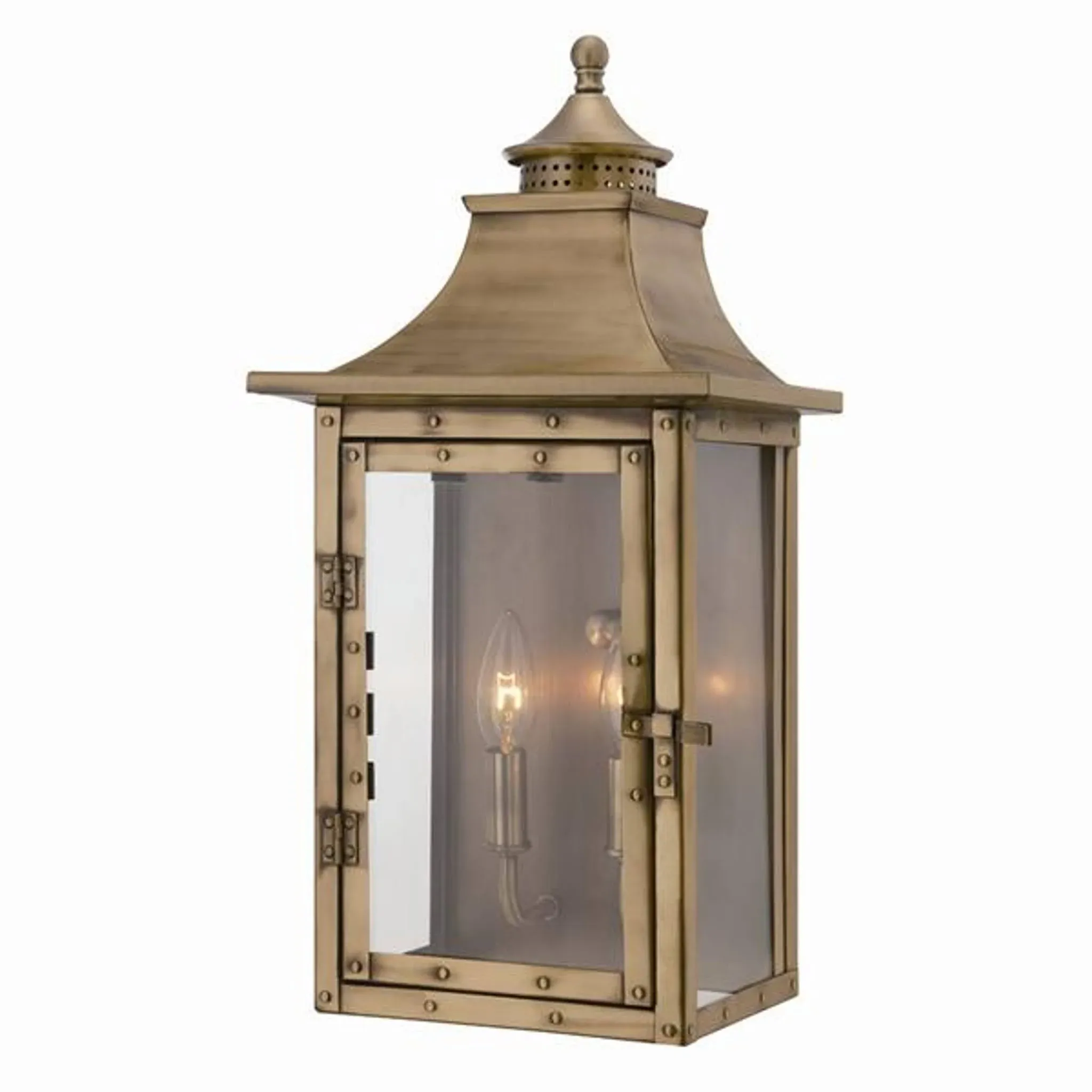 St. Charles Collection Wall-Mount 2-Light Outdoor Aged Brass Light Fixture, 10.00" - Traditional - Outdoor Wall Lights And Sconces - by House Lighting Design | Houzz