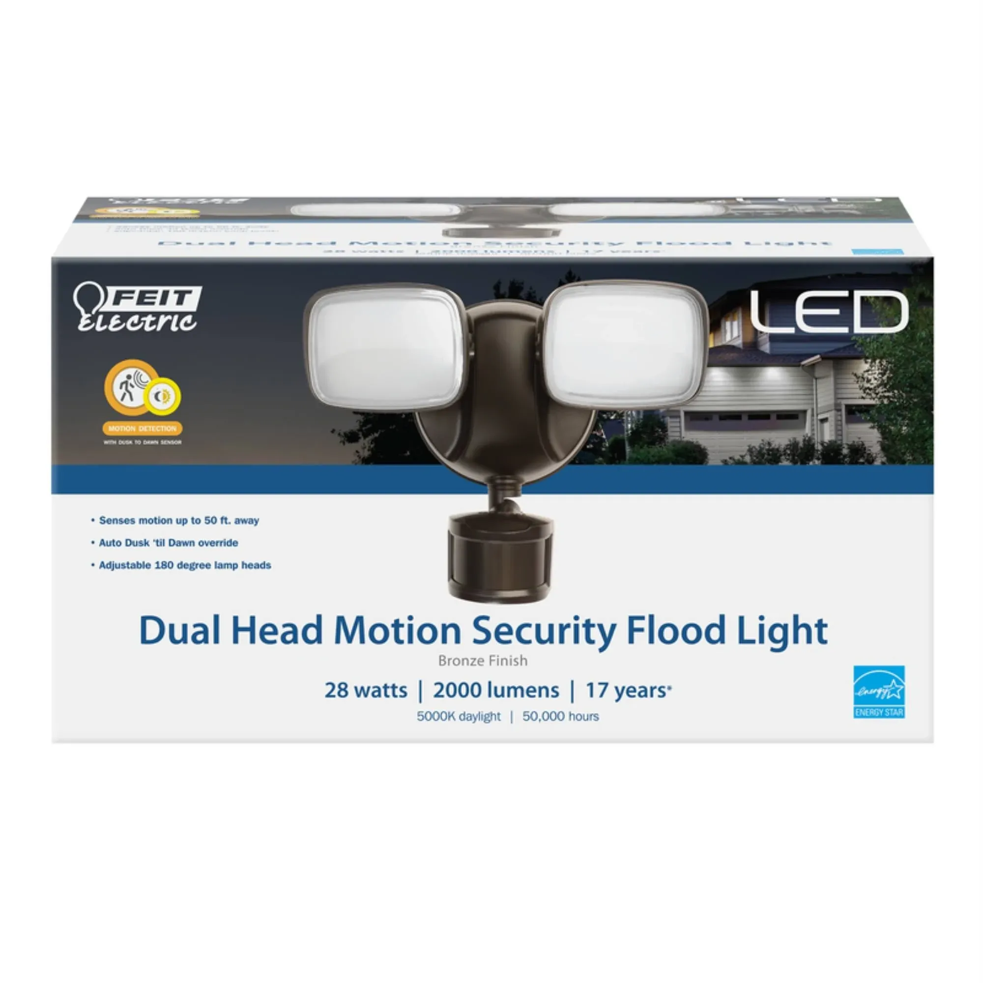 Feit Electric - S9DFL/850/MOTBZ - Motion-Sensing Hardwired LED Bronze Security Floodlight