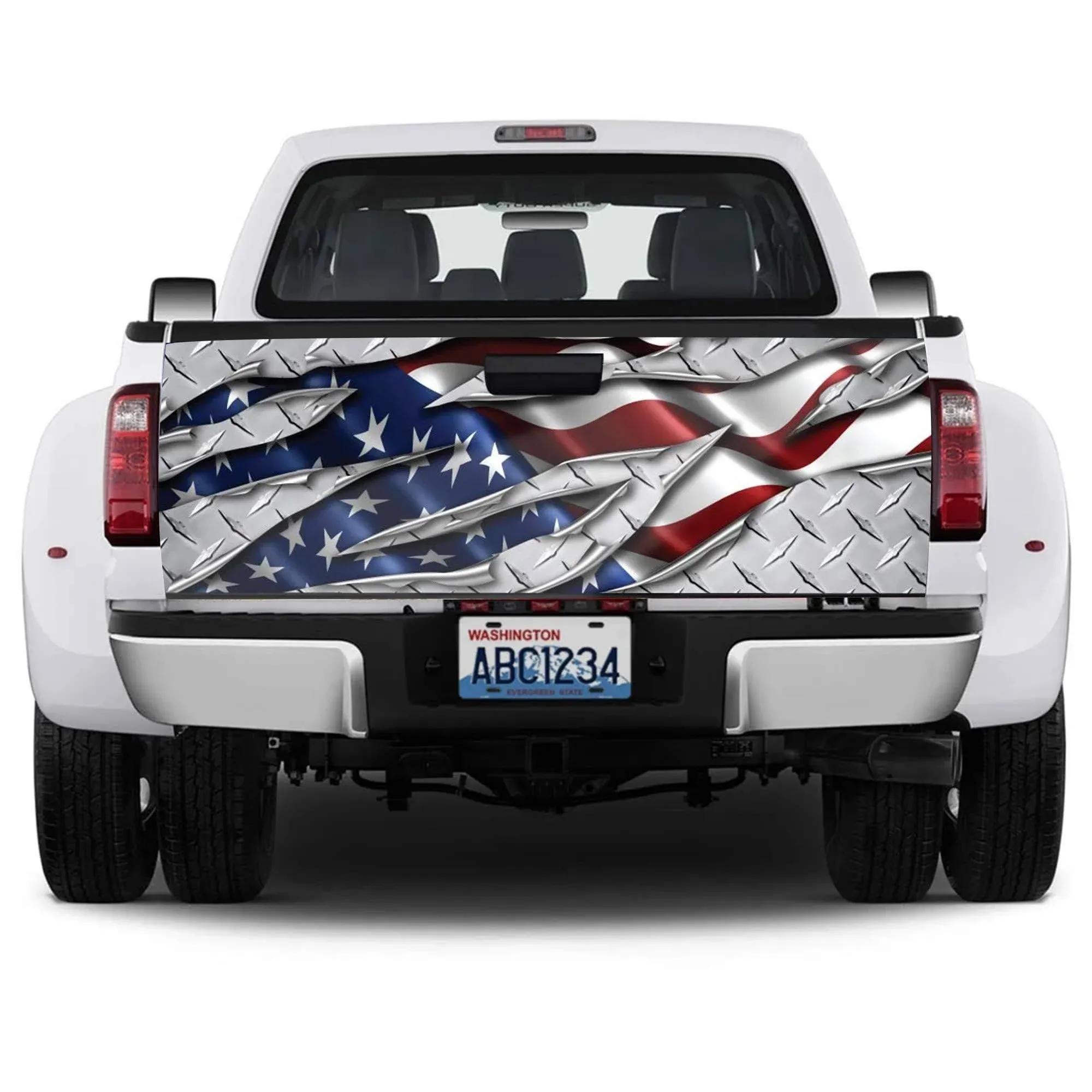 Oasisdream American Flag Truck Tailgate Sticker Decal Wrap Patriotic Decoration High-definition Print Graphic Size 66"26" Suitable for Pickup Trucks W