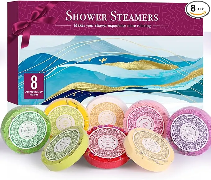 Shower Steamers Aromatherapy - 8 Pack Pure Essential Oil Shower Bombs for Home Spa Bath Self Care, Essential Oil Stress Relief and Relaxation Bath Gifts for Mom Women, Birthday Valentine’s Day, Red