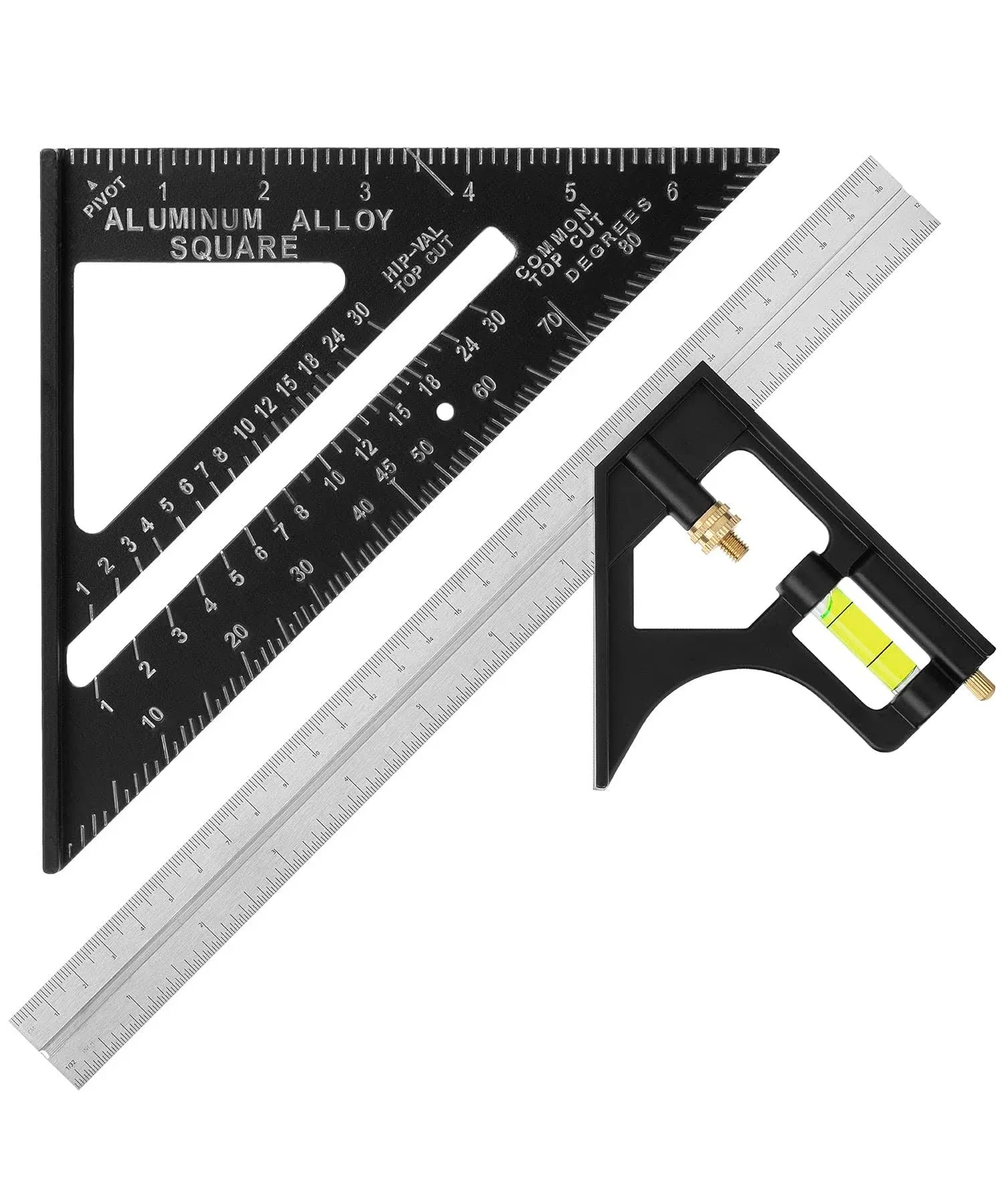 Rafter Square and Combination Square Tool Set 7&#034; Speed Square 12&#034; Carpenter