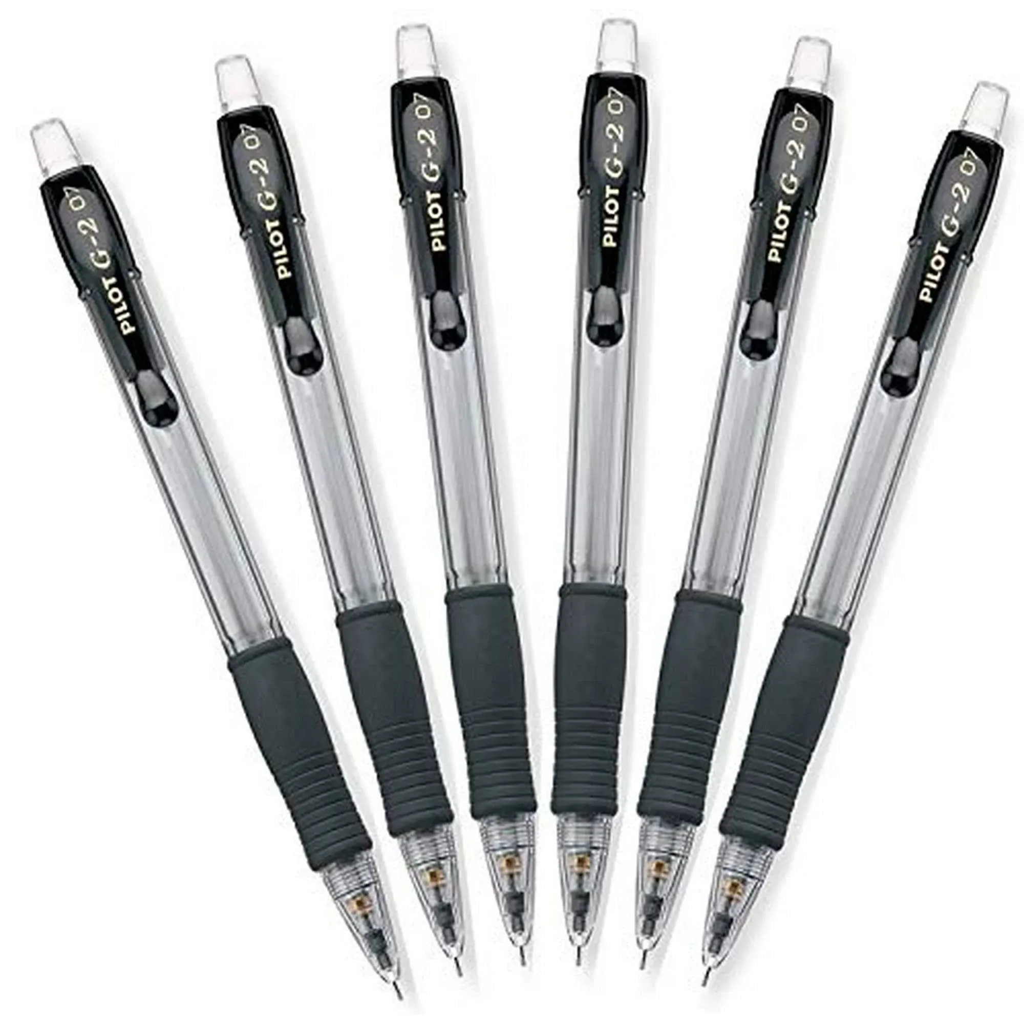 Pilot G2 Mechanical Pencils, 0.7mm HB Lead, Black/Clear Barrels, 6 Pack