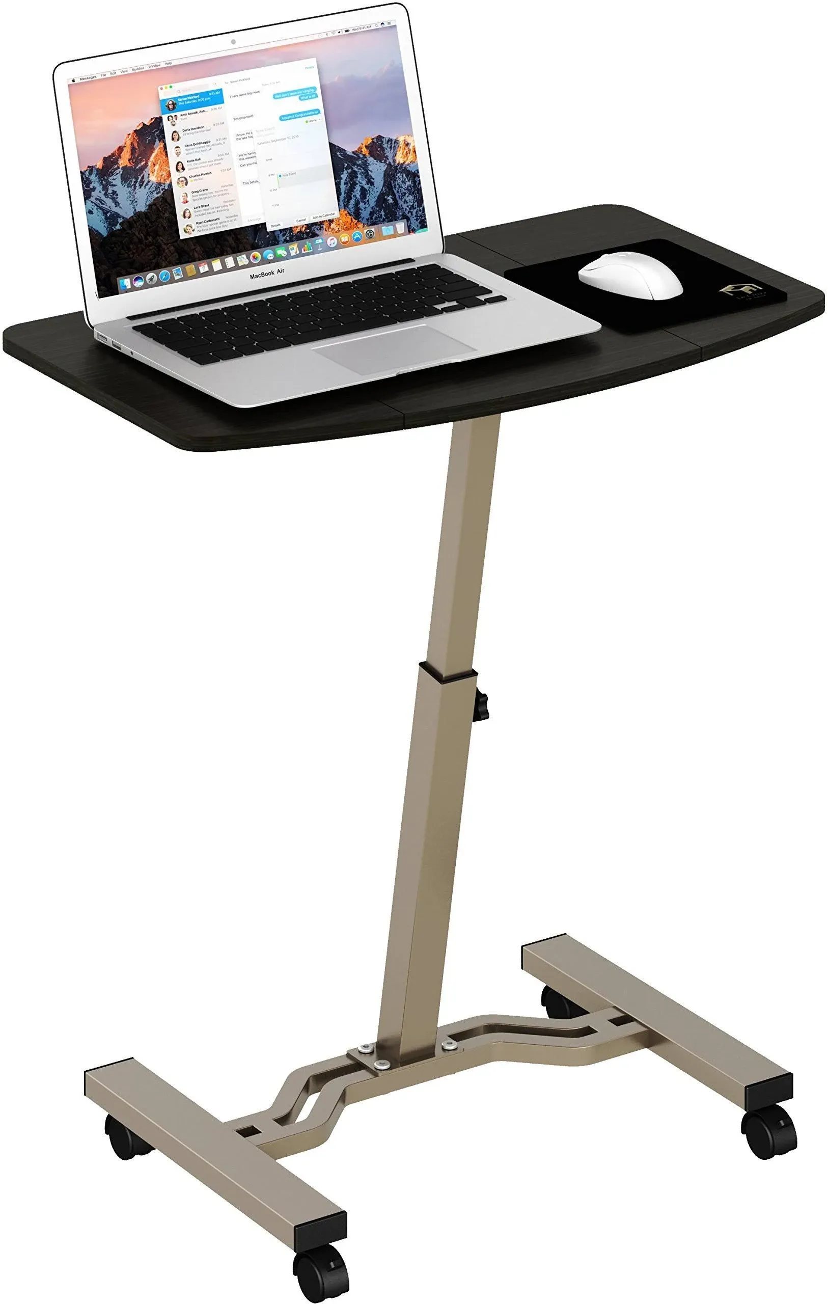 SHW Height Adjustable Mobile Laptop Stand Desk Rolling Cart, Height Adjustable from 28'' to 33'', White