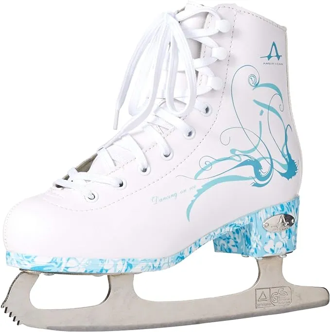 American Athletic Shoe Women's Sumilon Lined Figure Skates with Turquoise Outsole