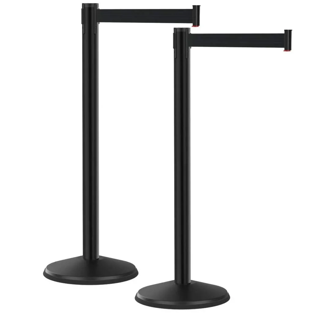 Visiontron Prime 10' Long Retractable Belt Stanchion 2 Pack, 40” Tall Steel SEL