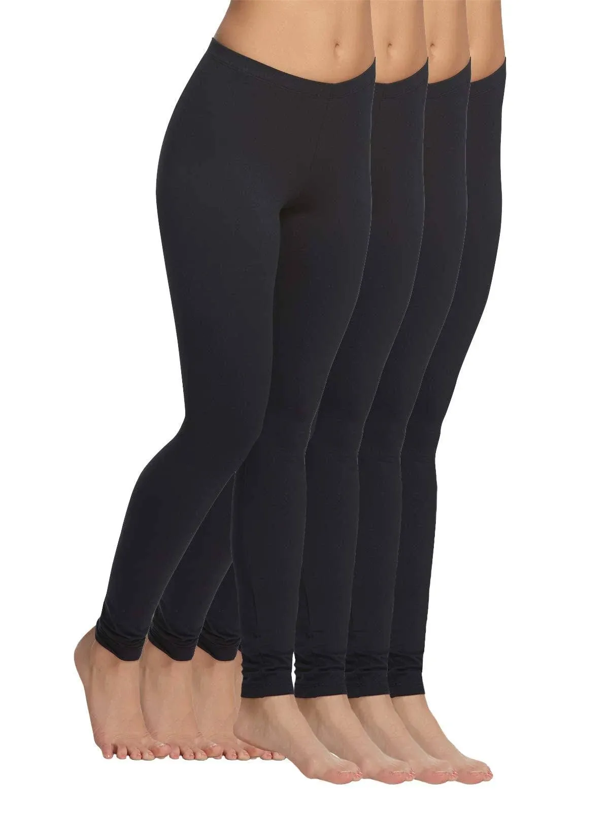 Felina Women's Velvety Soft Lightweight Leggings 4-Pack - Black Squirrel - Small