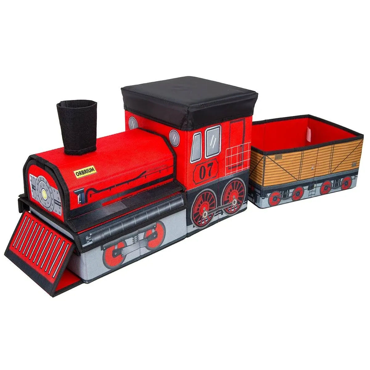 Orbrium Toys Train Shaped Collapsible Toys Storage Bin Organizer for Thomas Wooden Train, Thomas the Tank Engine and Trackmaster, etc.