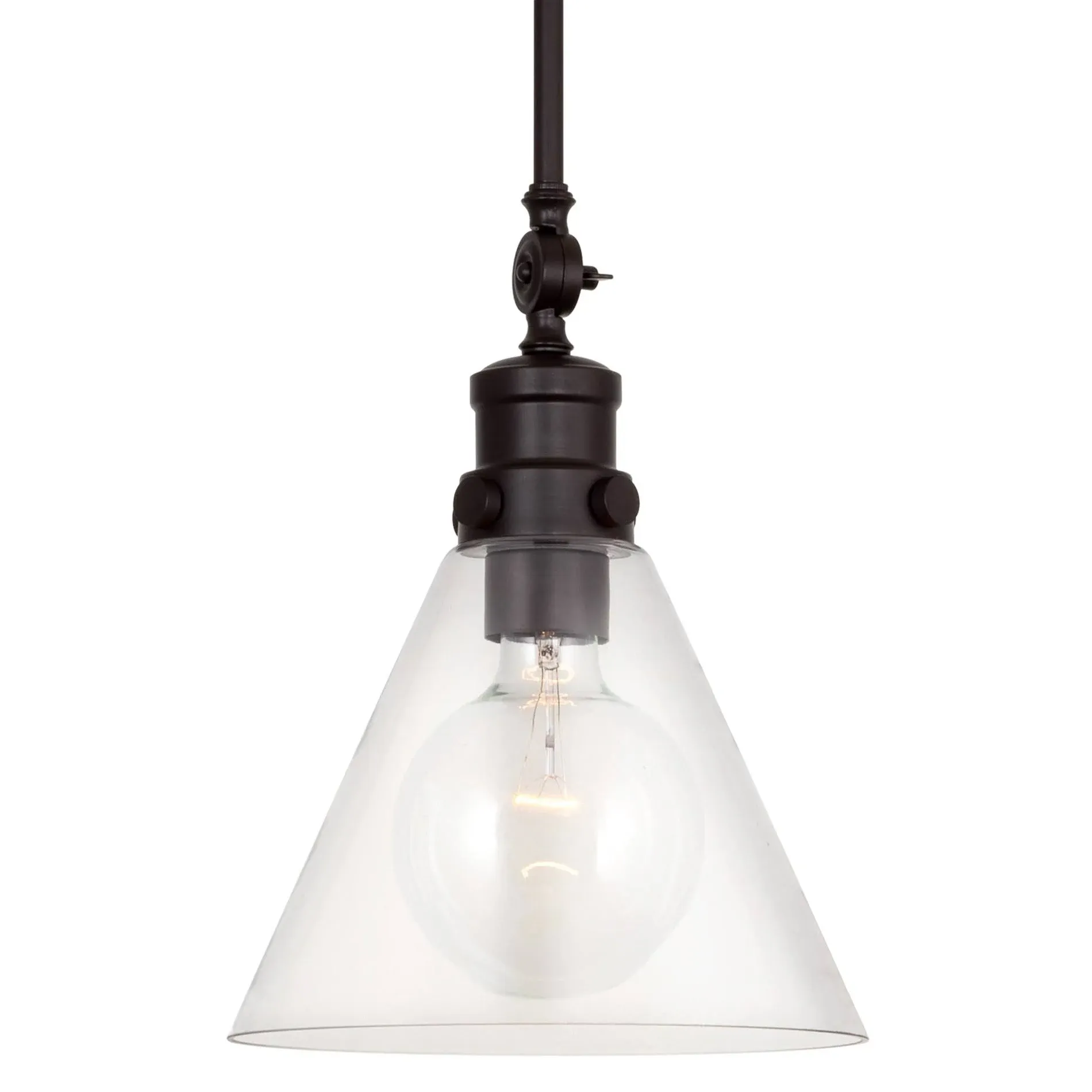 Kira Home Emma 14" Farmhouse Hanging Pendant Light, Funnel Flared Glass Shade