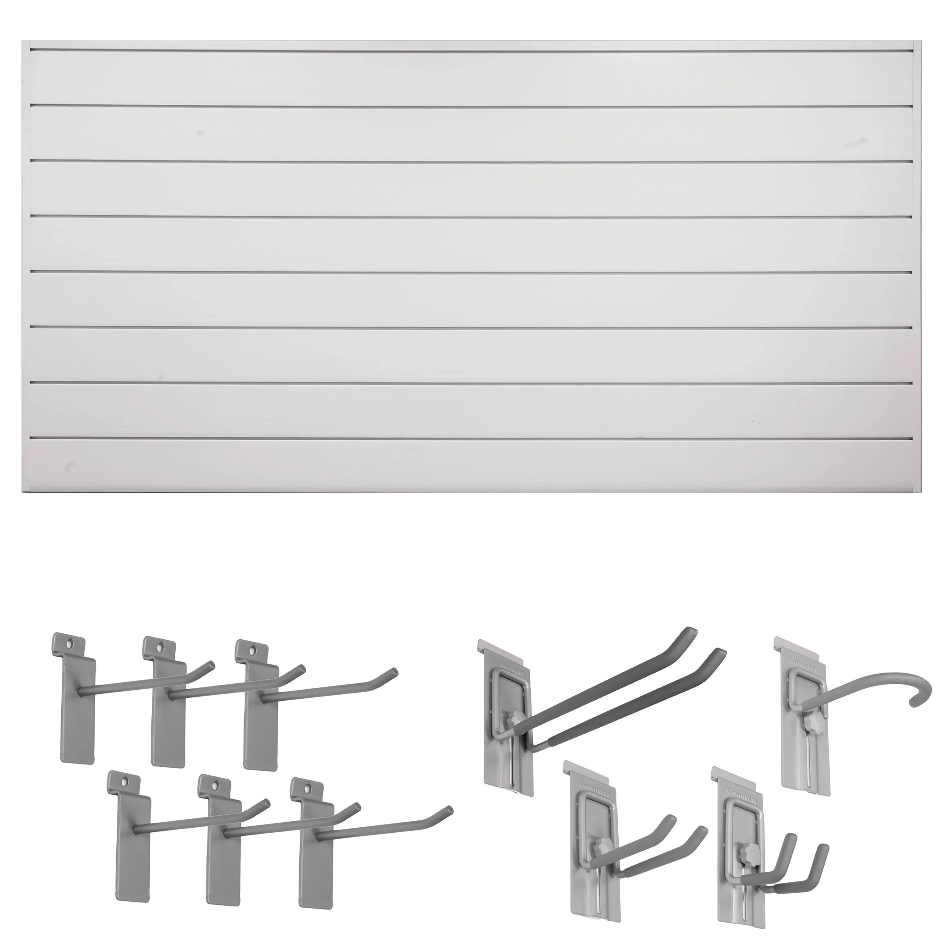 CrownWall BD684DVG10-K 6 in. x 8 ft. x 4 ft. PVC Slatwall Starter Bundle with ...