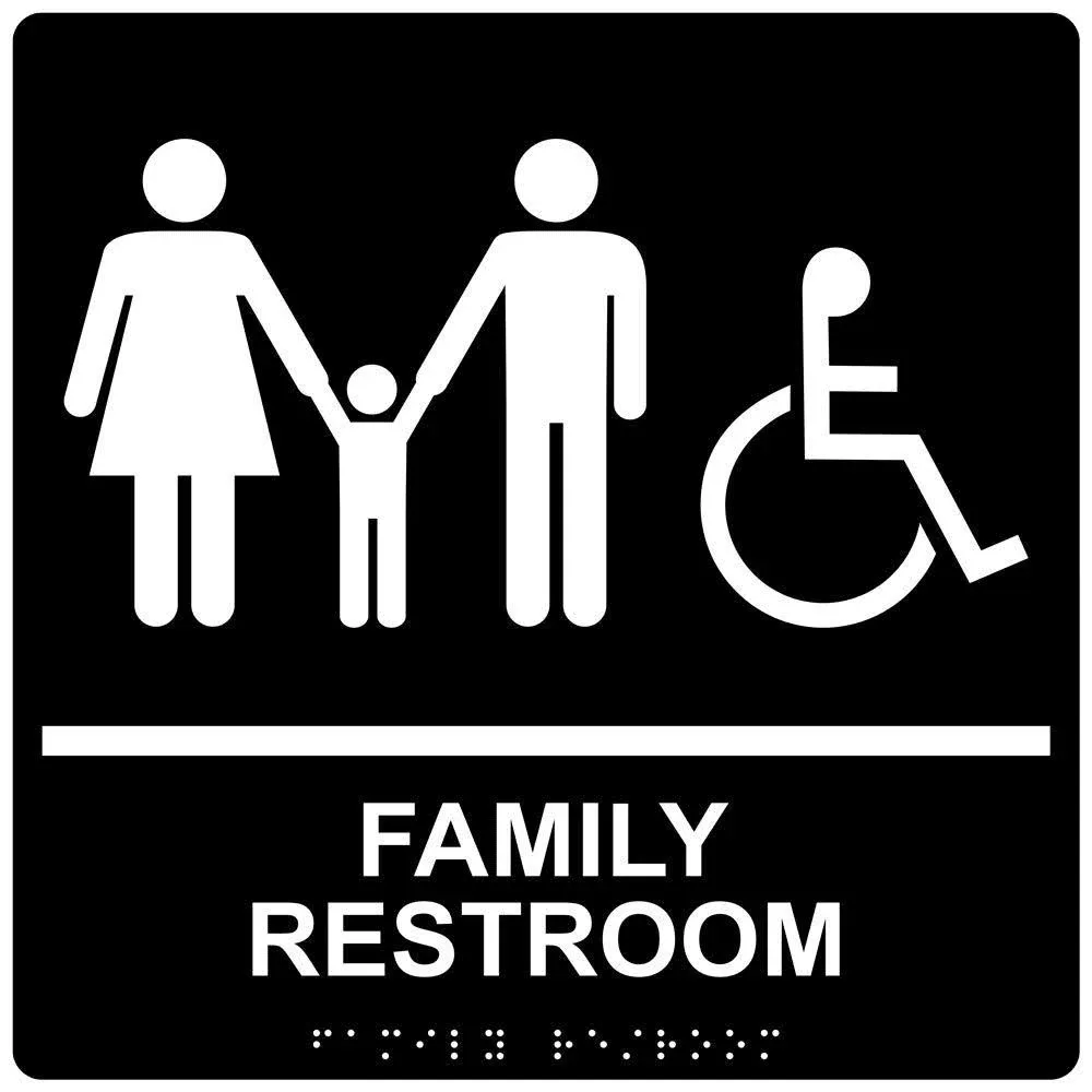 Square ADA Braille Accessible FAMILY RESTROOM Sign RRE-170-99_