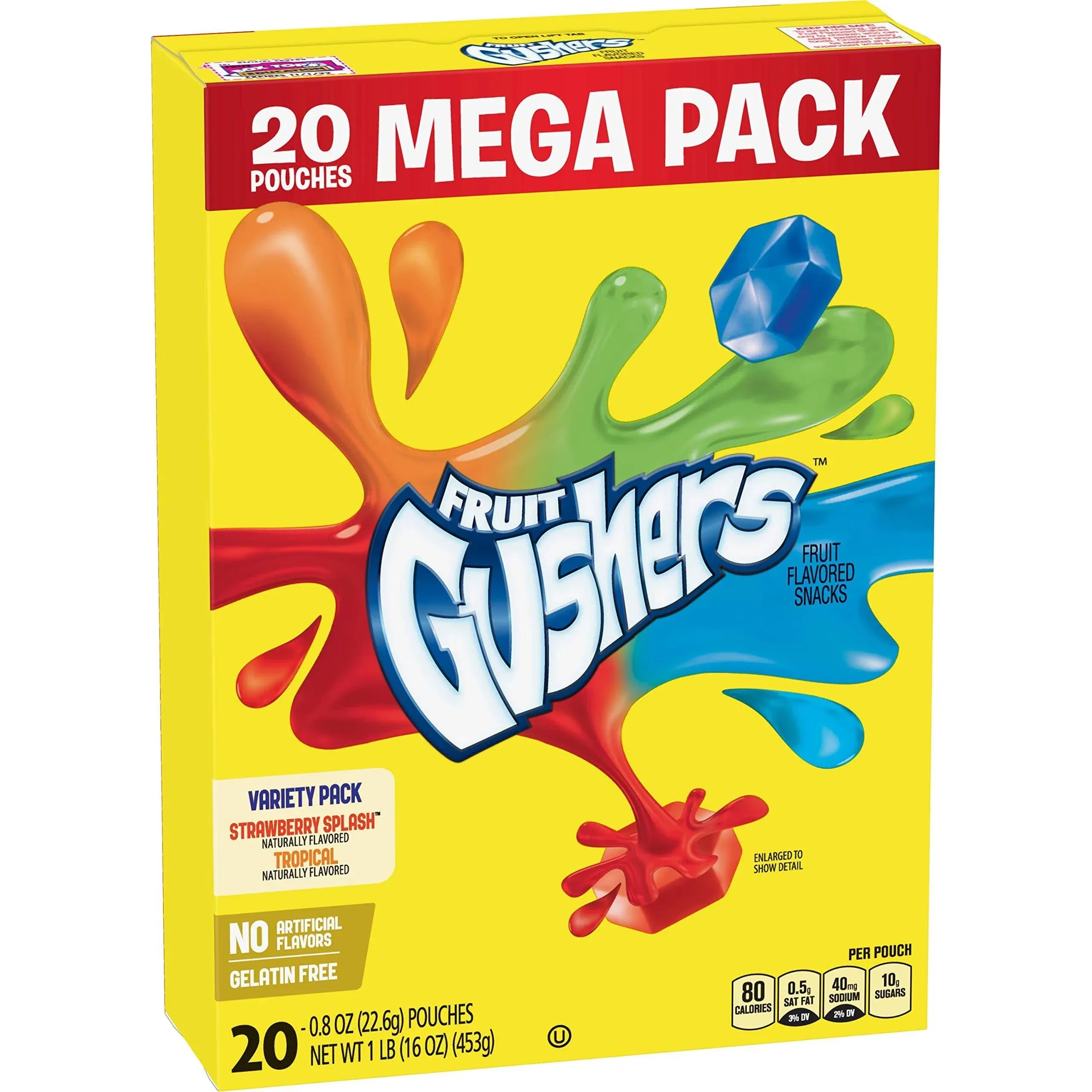 Fruit Gushers Fruit Snacks, Tropical Flavors/Strawberry Splash - 42 pack, 0.8 oz pouches