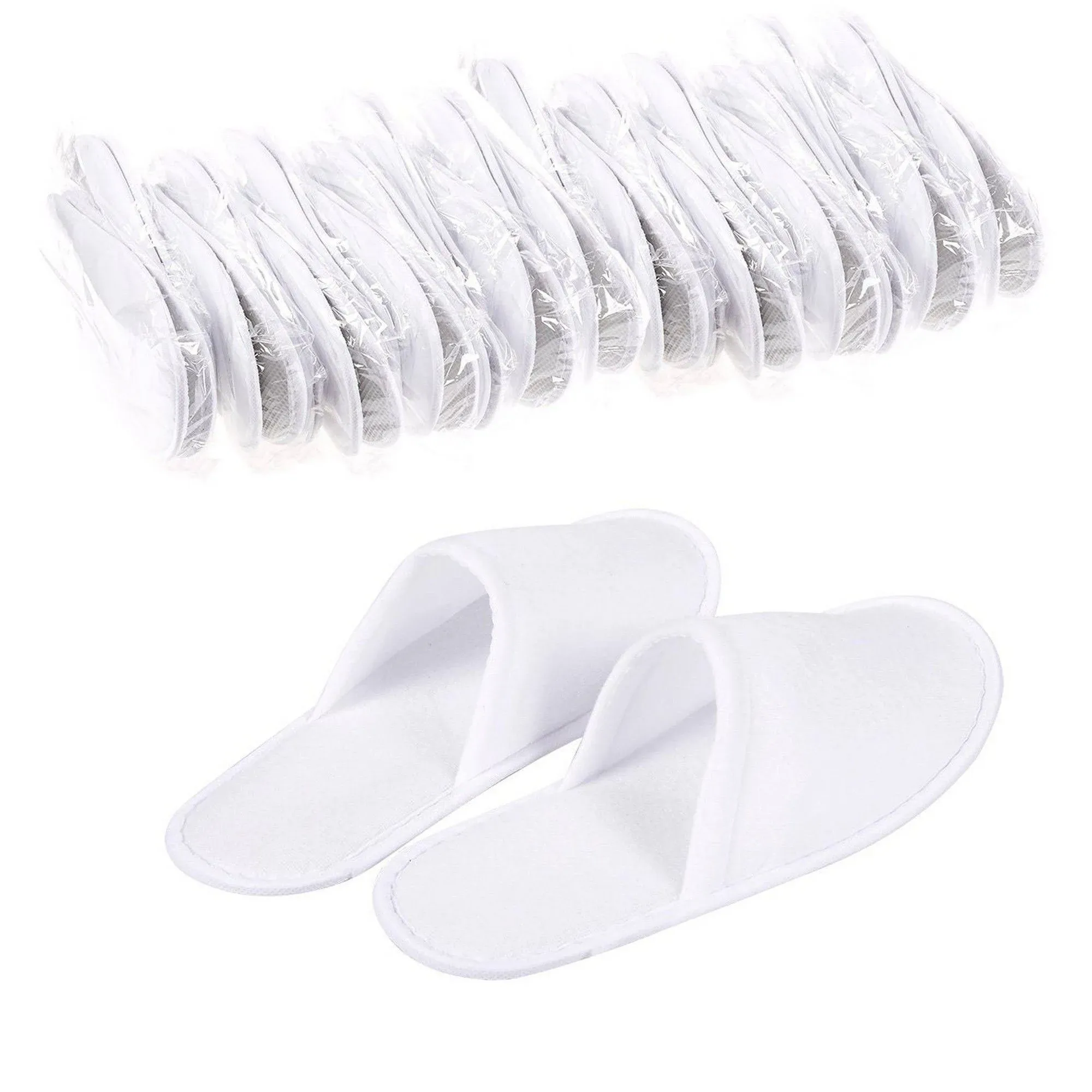 Juvale 24 Pairs Disposable House Slippers for Guests - Bulk Slipper Pack for Hotel, Spa, Travel, Shoeless Home, White Closed Toe (US Men Size 10, Women 11)