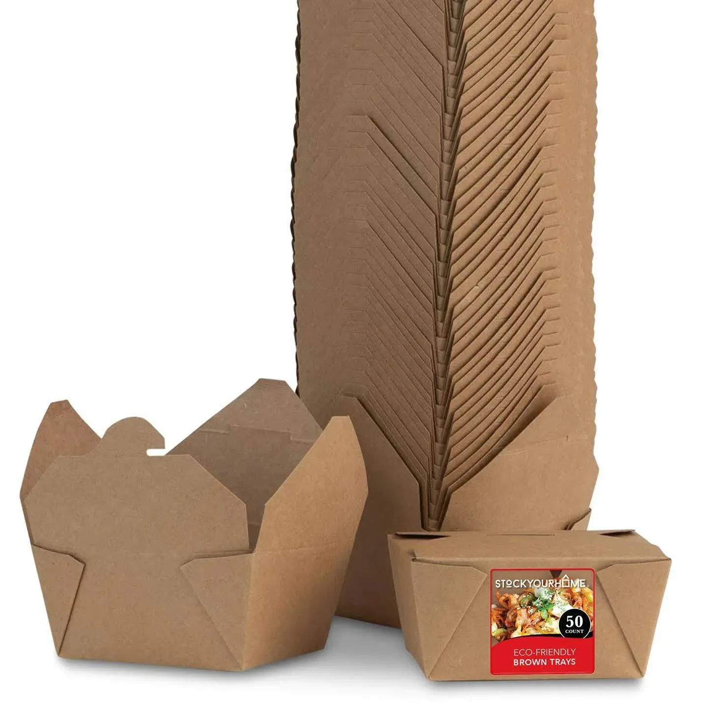 Stock Your Home Take Out Food Containers Microwaveable Kraft Brown Take Out Boxes ...