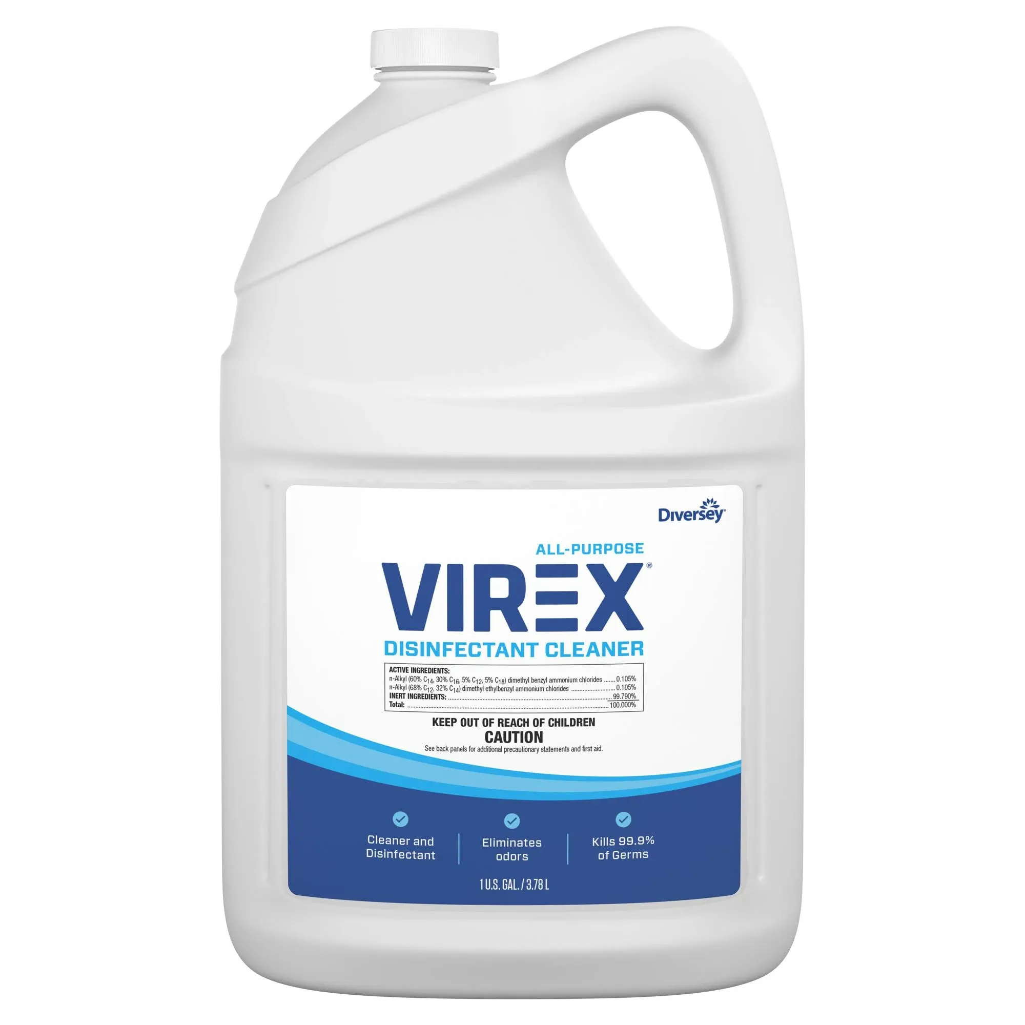 Diversey CBD540557, Virex All-Purpose Disinfectant Cleaner, Lemon Scent, 1 Gal Container, 2/Carton