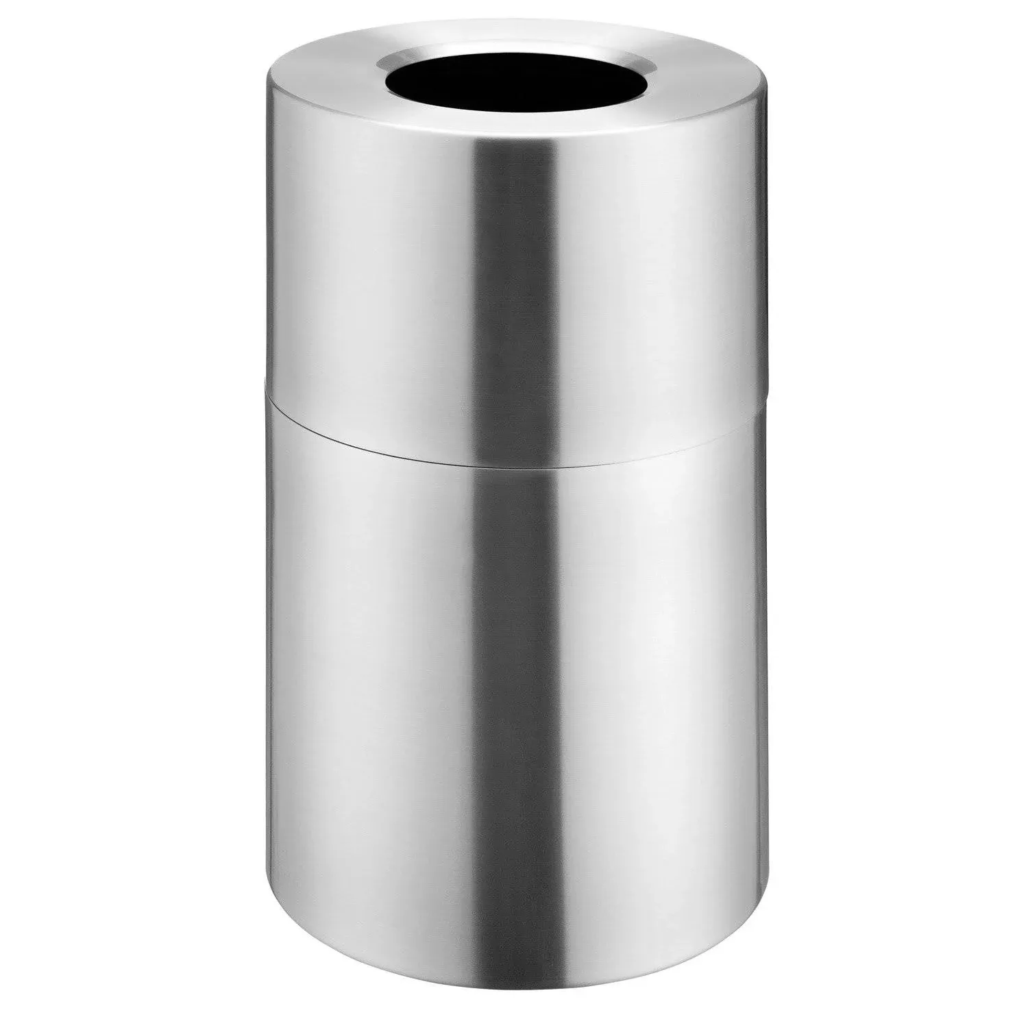 Global Industrial Aluminum Round Open Top Trash Can, 35 Gallon, Satin Clear