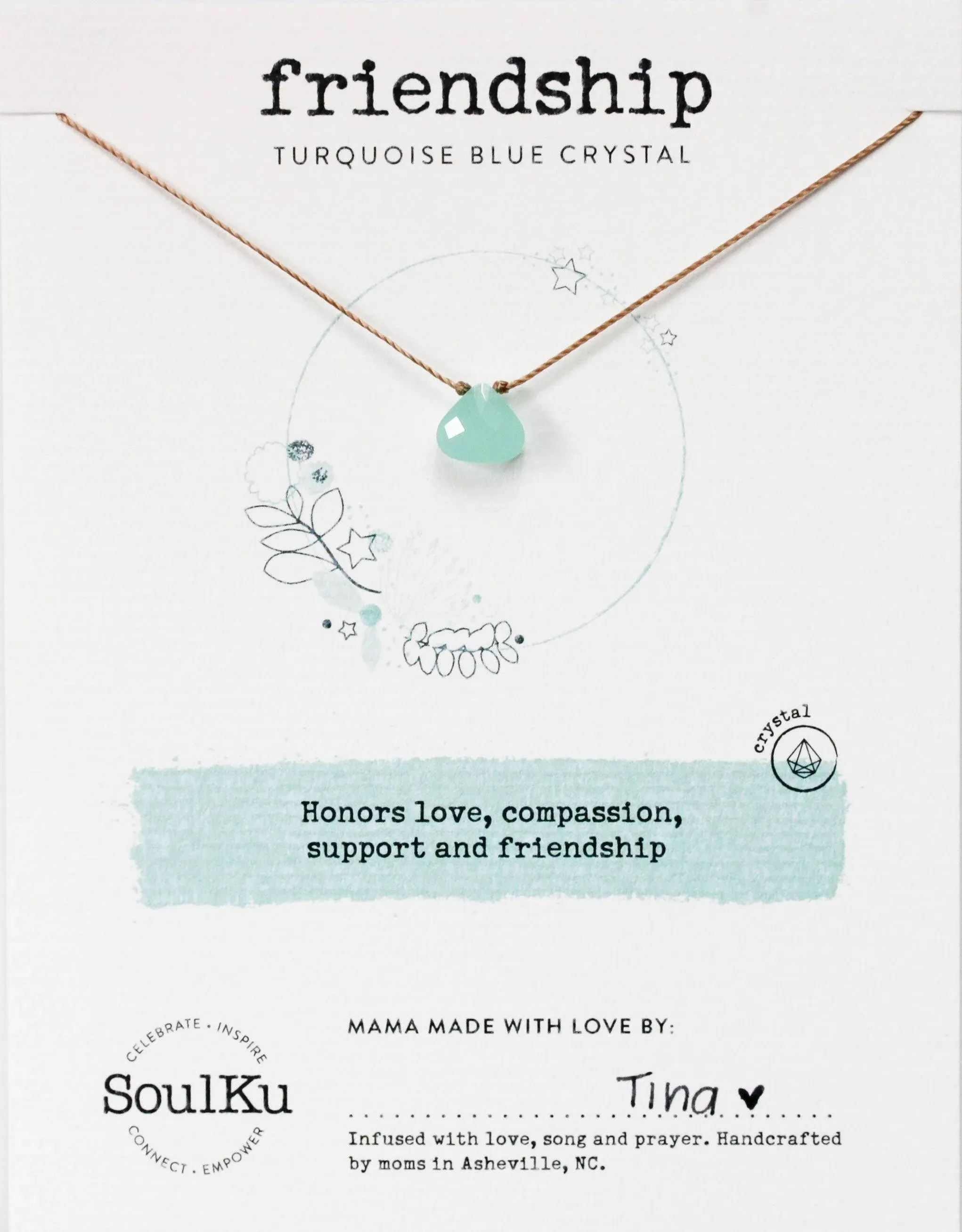 Soulku Turquoise Glass Crystal Soul Shine Necklace for Friendship