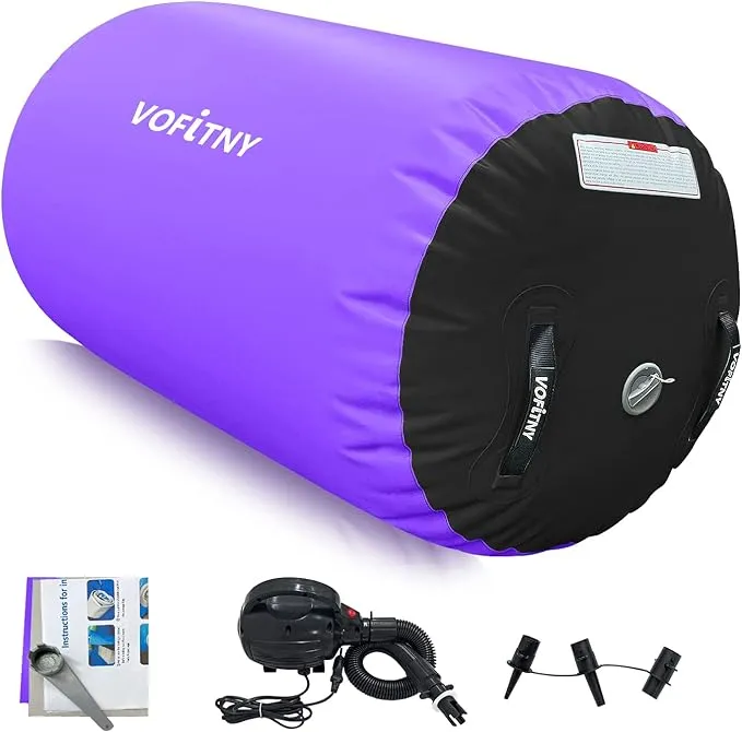 VOFiTNY Inflatable Gymnastics Air mat Tumbling Track with Air Barrel Octagon Mat with Pump for Home/Gym