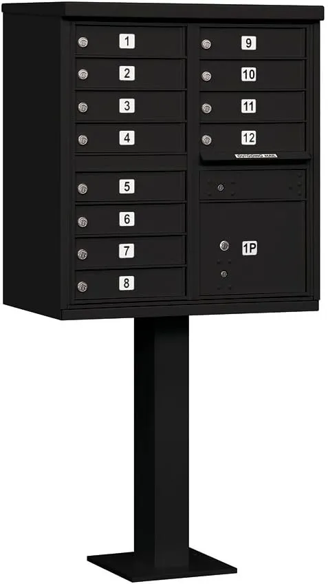 Salsbury Industries 3312BLK-U 12 A Size Doors, Black Type II Cluster Box Unit Mailbox