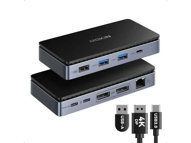 USB C Docking Station Dual DisplayPort,8 in 1 Laptop Docking Station Dual Monitor with 2 DP 4K@60Hz,Gigabit Ethernet,100W PD,3*USB 3.0,USB C Dock with