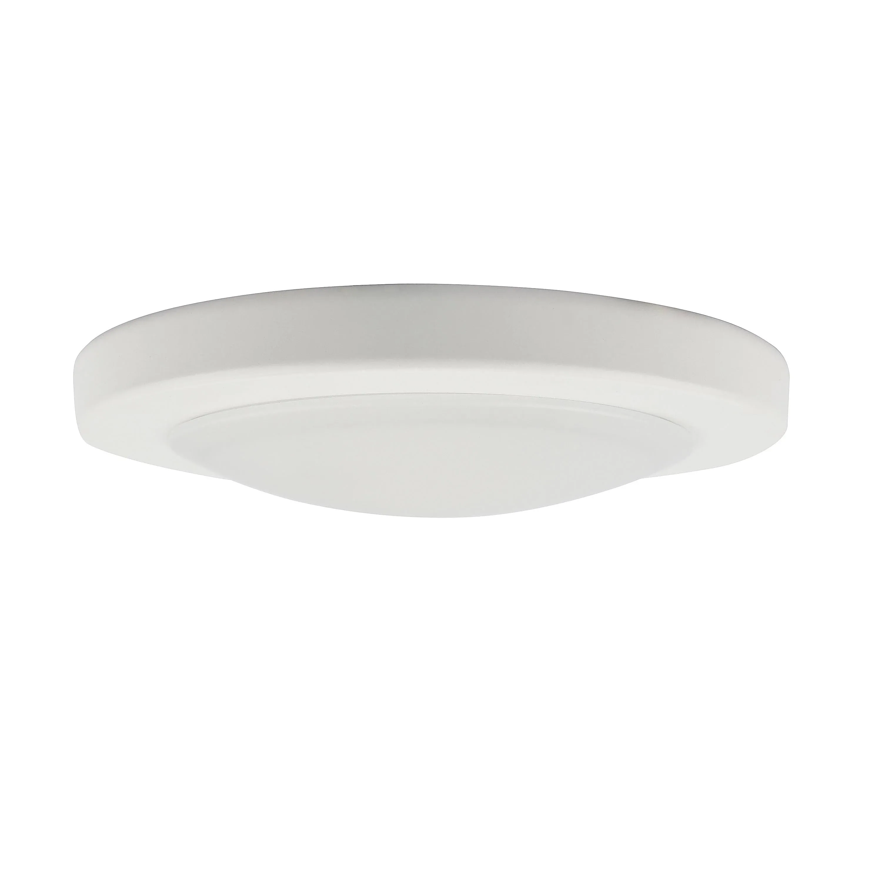 Design House 588160 Paxton Modern Integrated LED Disk Light Indoor/Outdoor Ceiling Flush Mount Dimmable with White Lens Shade for Bathroom Entryway Living Room, White, Satin Nickel