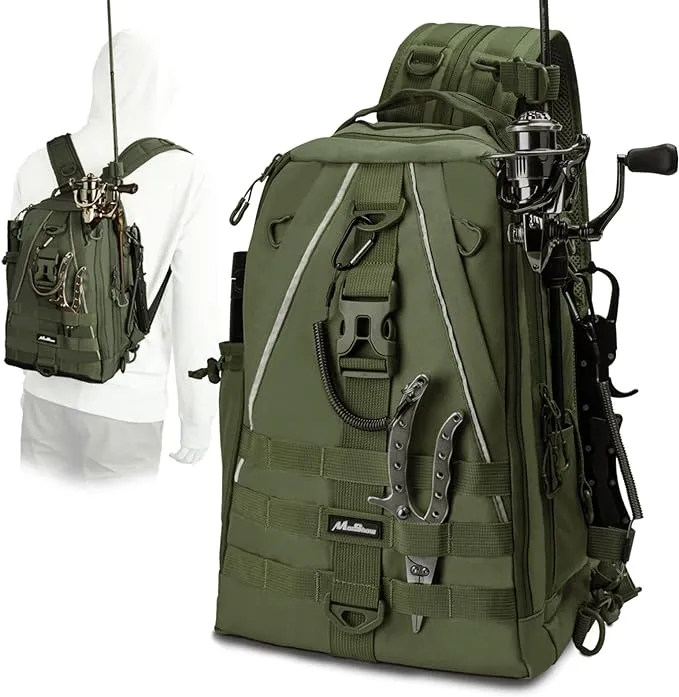 Fishing Backpack Tackle Bag, Fishing Tackle Backpack with Rod Holder, Tackle Box Backpack