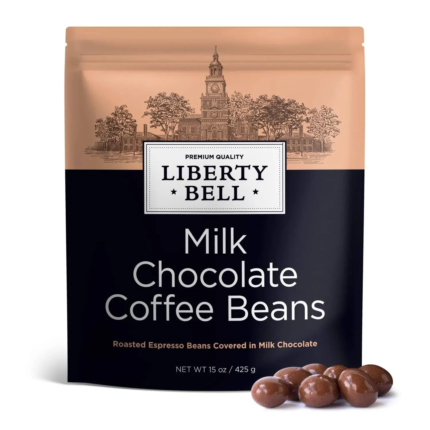 Liberty Bell Milk Chocolate Covered Espresso Coffee Beans Candy, 15 Ounce Bag