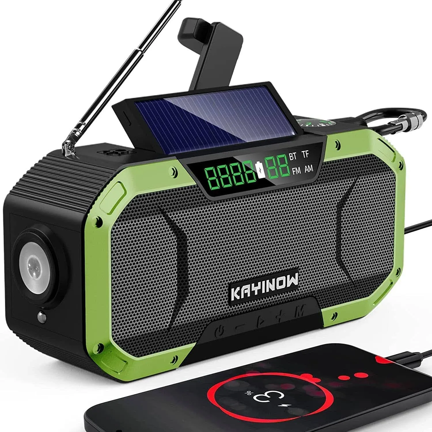 Kayinow Emergency Radio Waterproof Bluetooth Speaker,Portable Am FM NOAA Weather ...