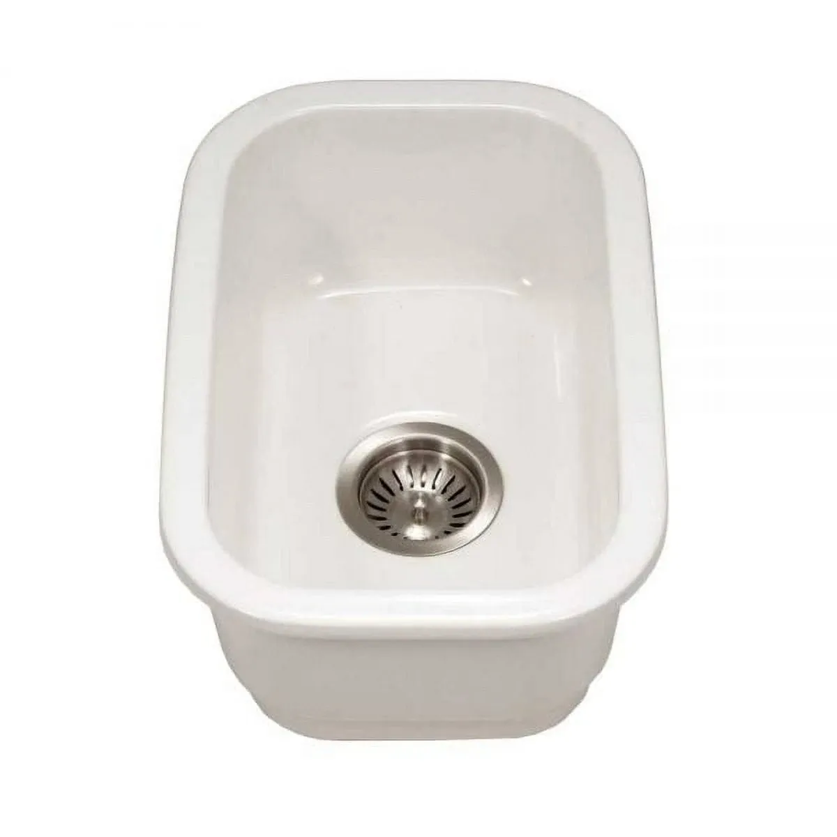 Houzer Platus Fireclay Series 13 inch Undermount Single Bowl Bar Sink - PTB-1318 WH