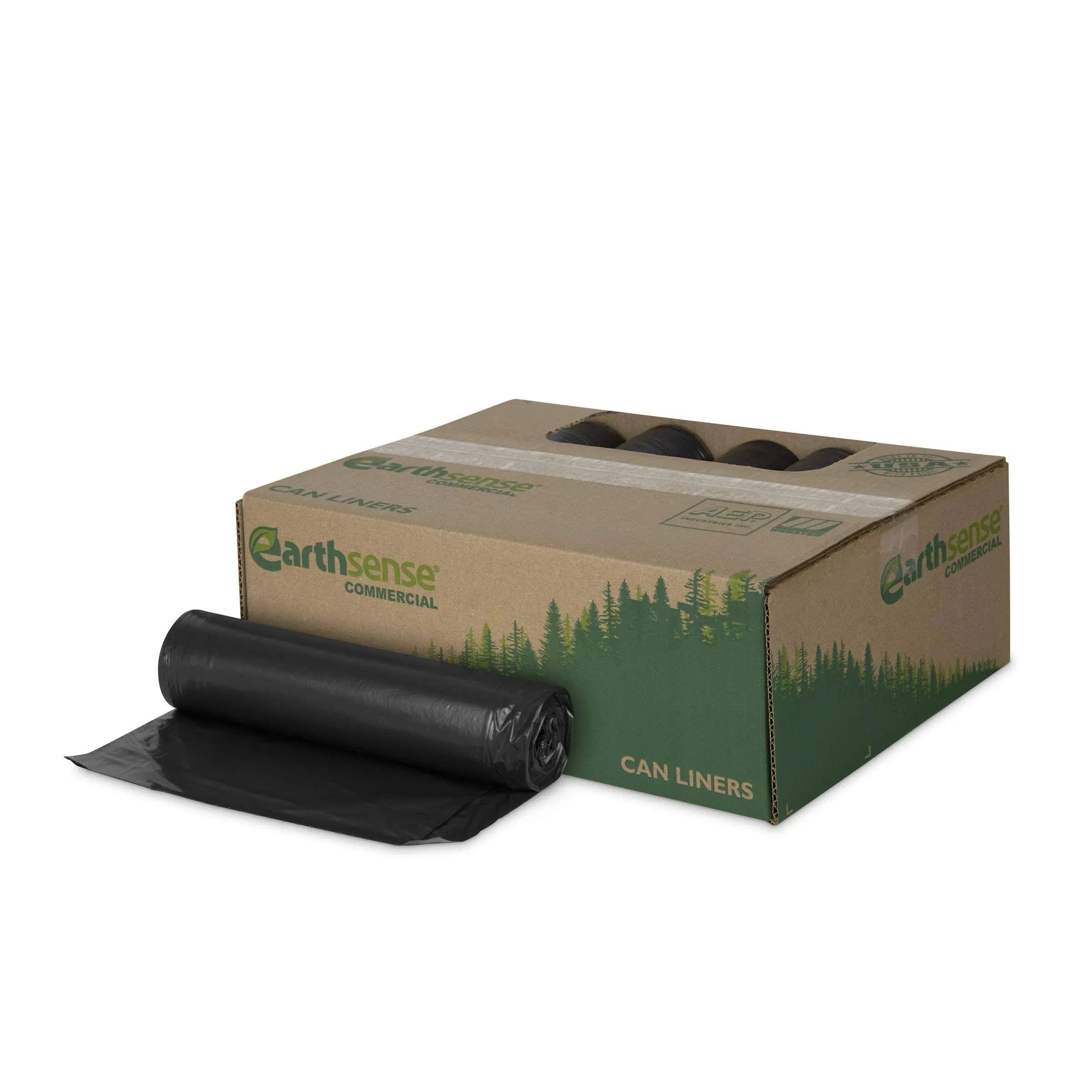 Earthsense Linear Low Density Recycled Can Liners, 45 gal, 1.25 mil, 40" x 46 ...