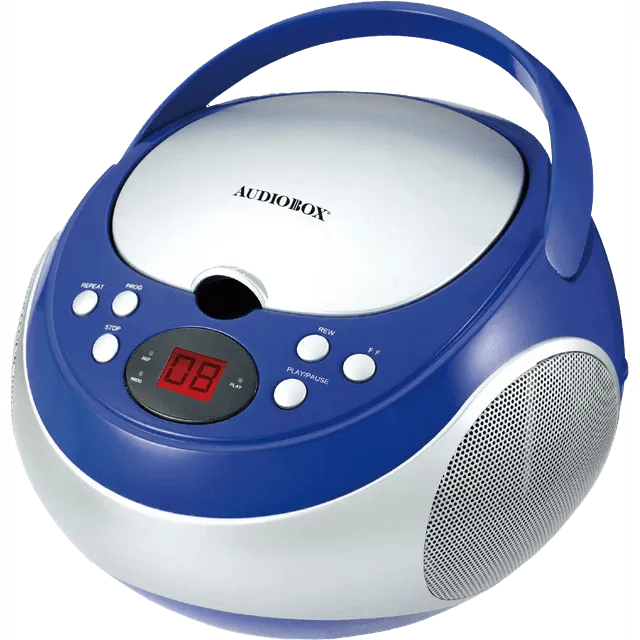 Audiobox CDX-100 Portable CD Player: AM/FM, Text Display, Programmable Memory, and Dual Power Options (Blue)