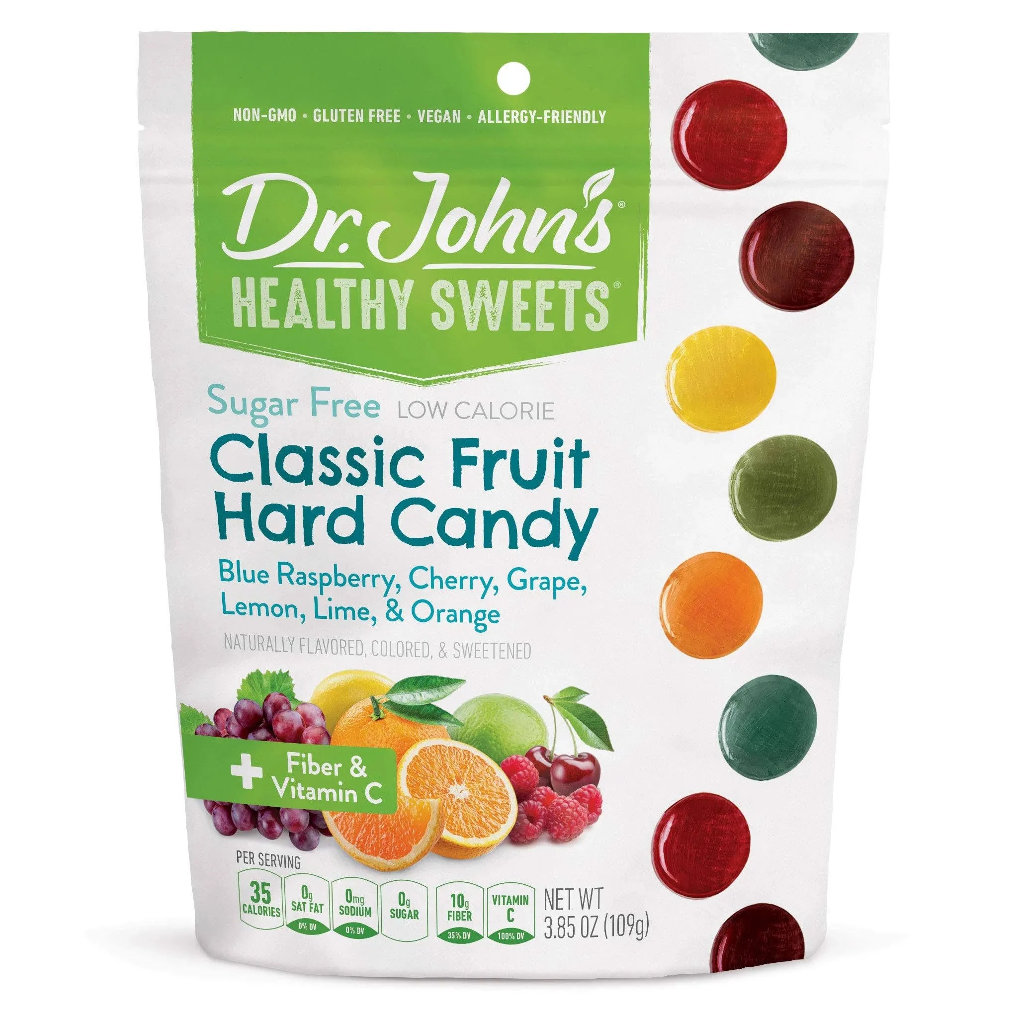 Dr. John's Healthy Sweets Sugar Free Classic Fruit Hard Candy 3.85oz