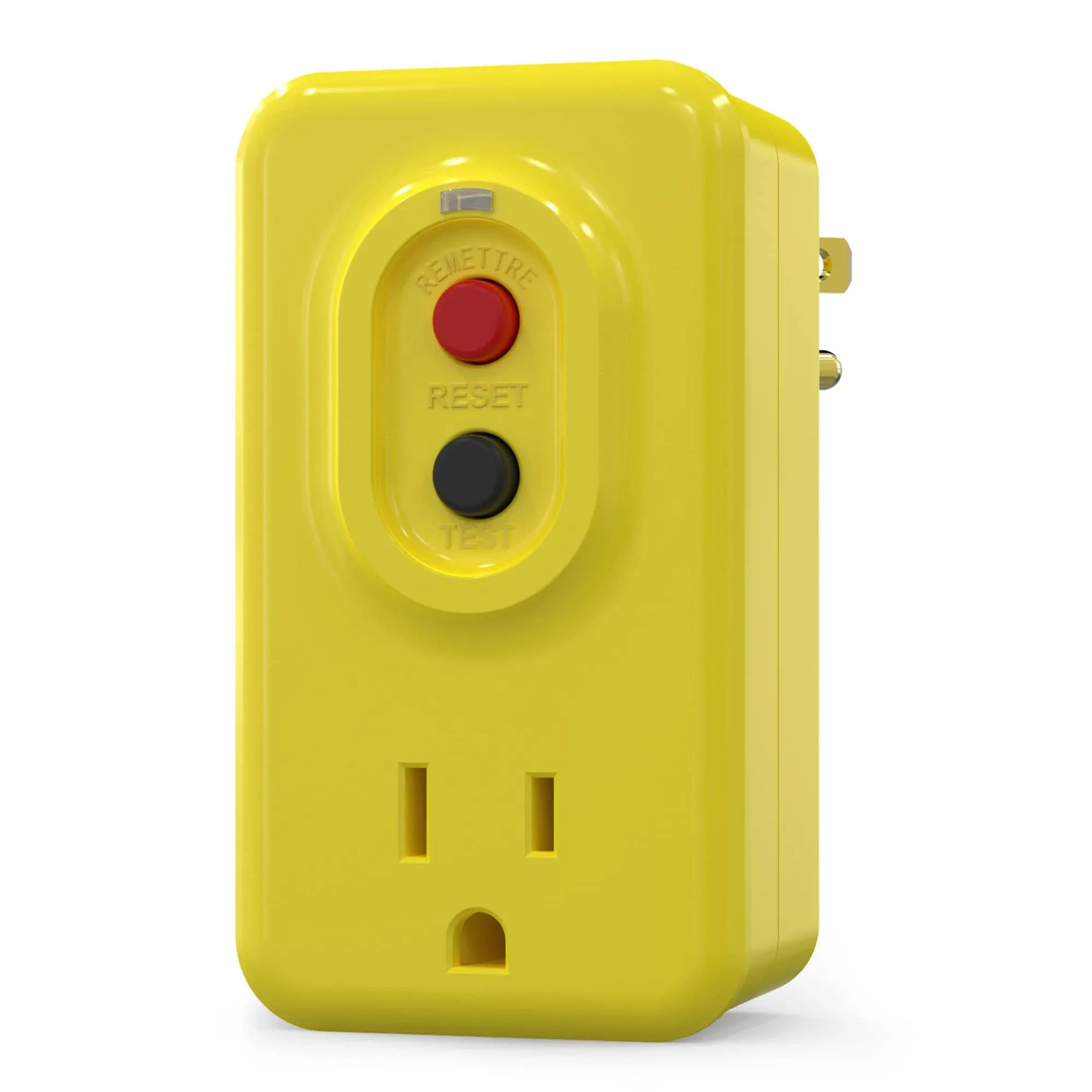 Aida GFCI Adapter, 15 Amp Single Outlet Grounded 3-Prong GFCI Adapter, for Indoor Use with Manual Reset, UL Listed, Yellow, 1 Pack 010541