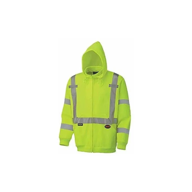 6924AU/6925AU Hi-Viz Safety Polyester Fleece Hoodie, Zipper Front, X-Large, Yellow/Green, Pioneer V1060461U-XL