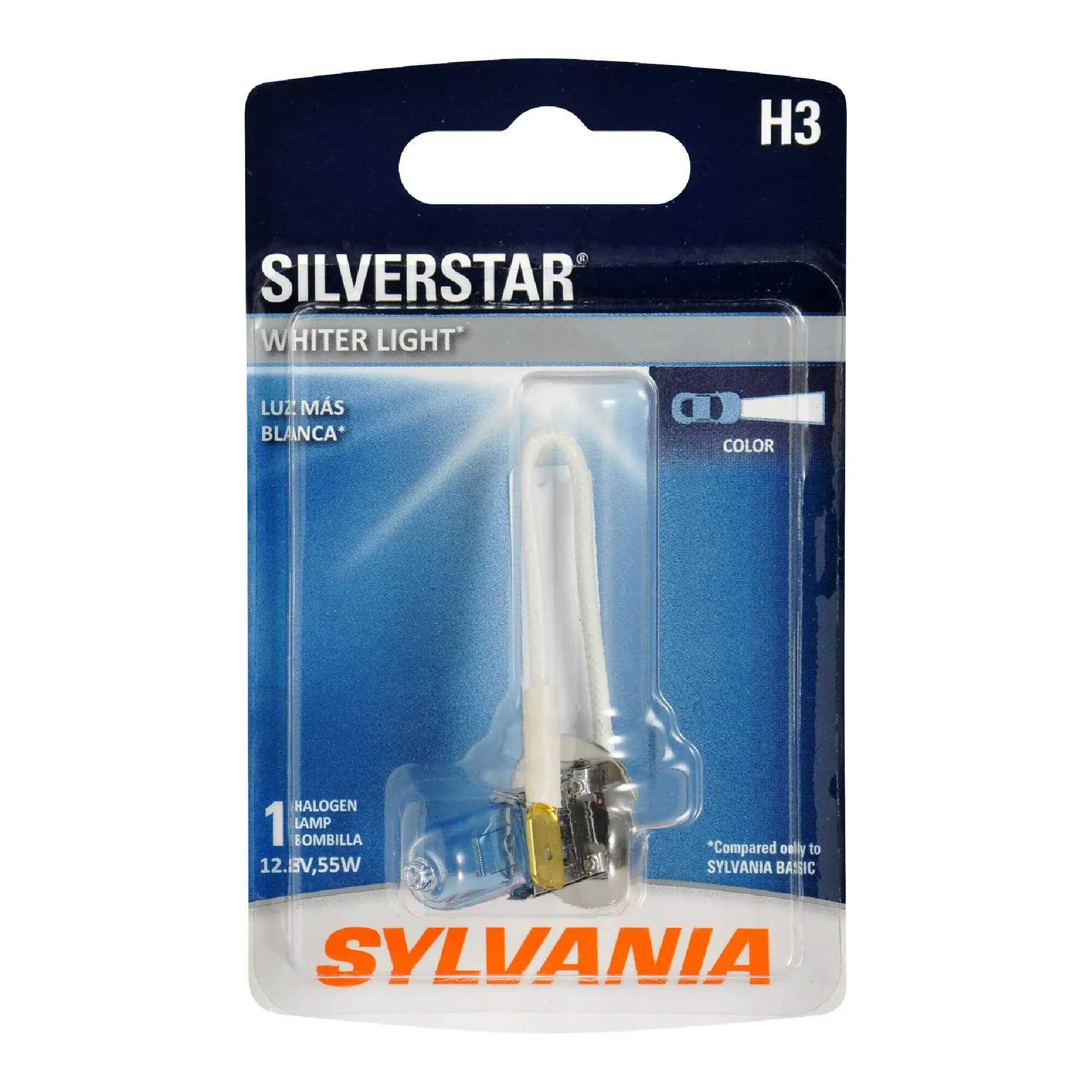 SYLVANIA - H3 SilverStar Fog Light Bulb, High Performance Halogen Headlight, 1PC