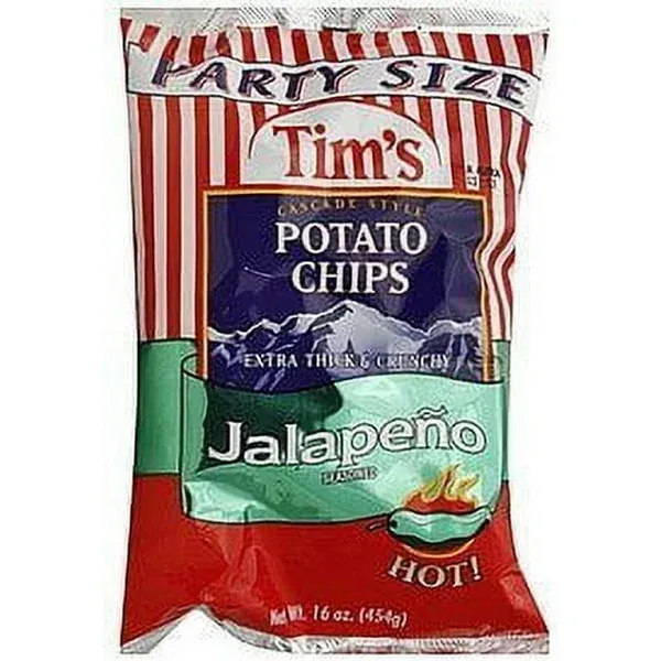 Tim's Potato Chips, Cascade Style, Jalapeno Seasoned, Party size, 16oz Bag (Pack ...