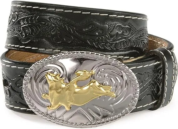 Nocona Boys Belt Black with Bull Rider Buckle