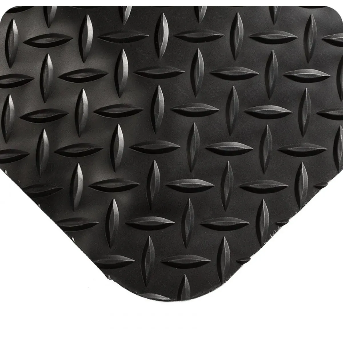 Wearwell PVC 497 Smart Diamond-Plate Medium Duty Anti-Fatigue Mat, Tapered Edges, for Dry Areas, 2' Width x 3' Length x 5/8" Thickness, Black