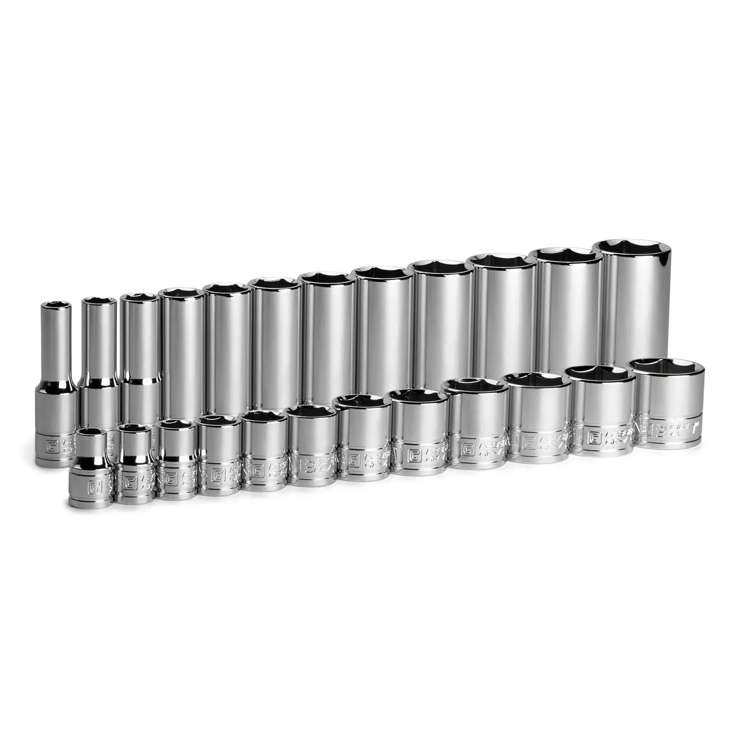 Capri Tools 3/8 in. Drive Shallow Deep Chrome Socket Set CP12320