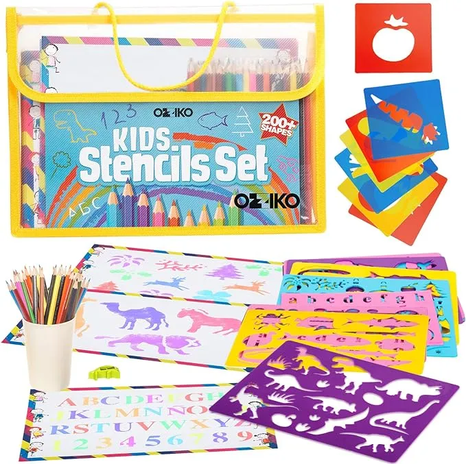 Drawing Stencils for Kids - Art Supplies Gift Set for Girls and Boys Age 3 and U