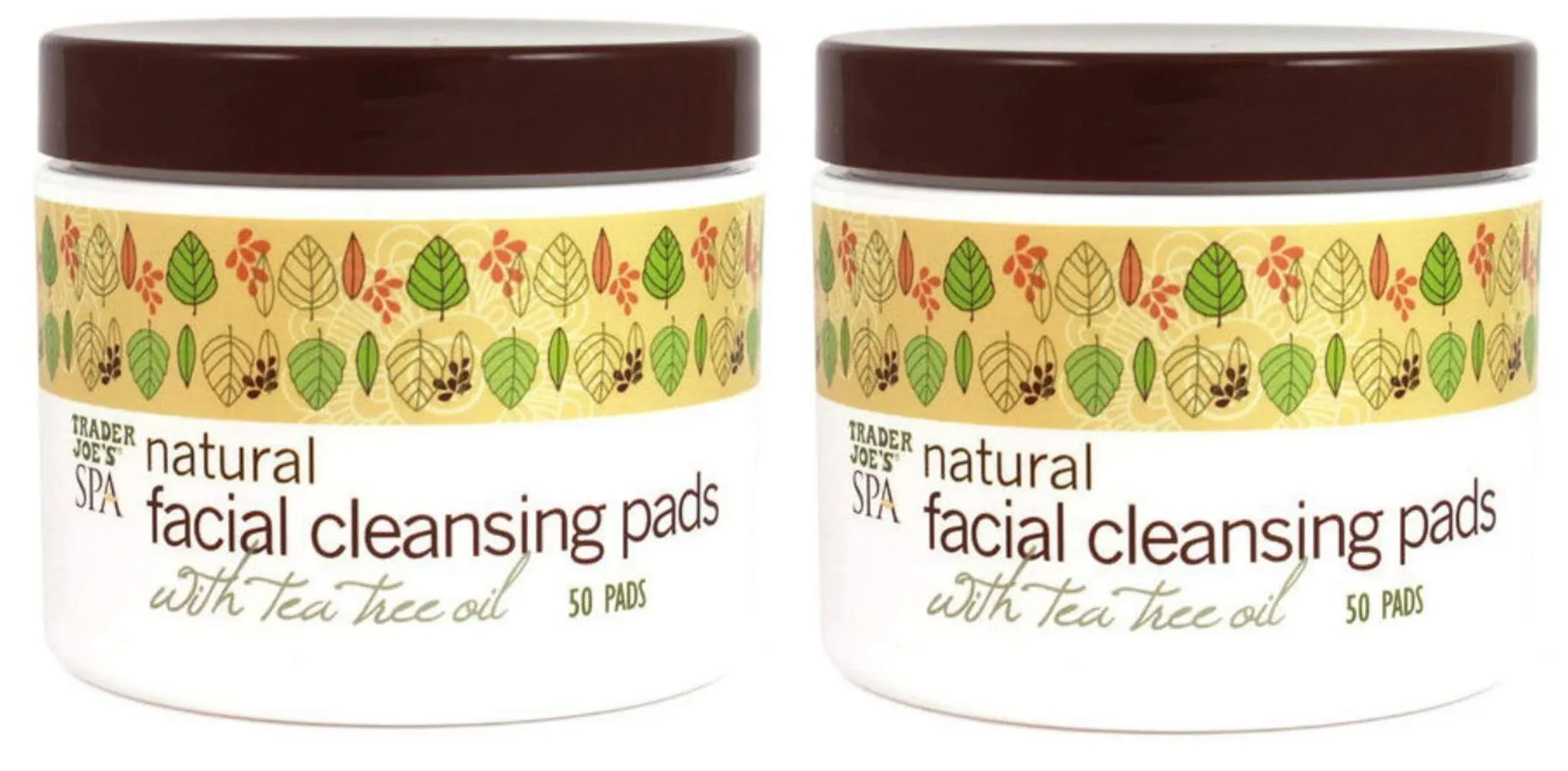 2 Pack Trader Joe's Spa Natural Facial Cleansing Pads with Tea Tree Oil