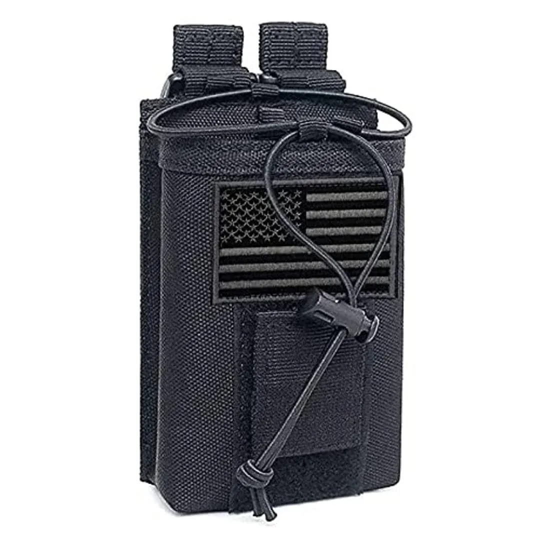 Tactical Radio Pouch Holster for Walkie Talkies - Durable Nylon - Black