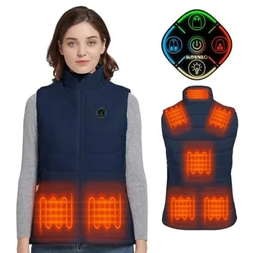 KOVNLO Heated Vest Women, (Battery Pack Not Included) Smart Controller With Lights-out, Electric Warming Heated Jackets