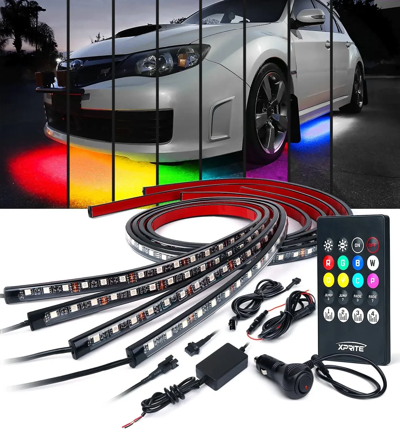 RGB LED Underbody Lights Auto Underglow Body Atmosphere Lamp APP Control