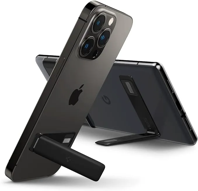 Spigen Mini Universal Kickstand Vertical Horizontal Stand Adjustable Angle Compatible with iPhone 16/16 Plus/16 Pro/16 Pro Max, iPhone 15/14/13/12 Series, Samsung Galaxy S23/S22/S21 and More - Silver