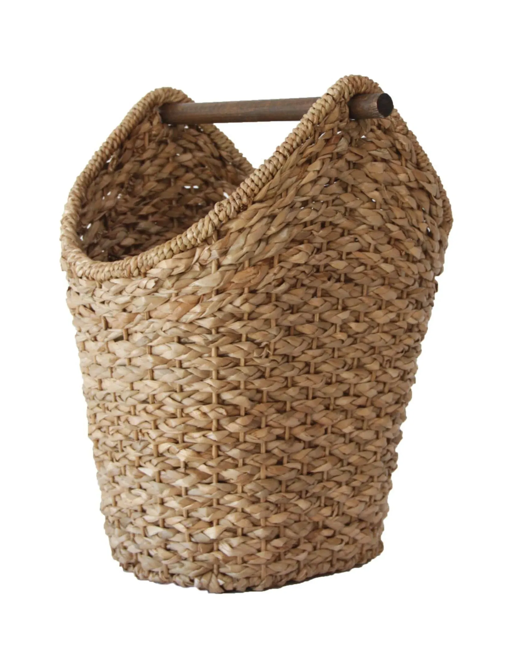 Bankuan Braided Oval Toilet Paper Basket with Wood Bar